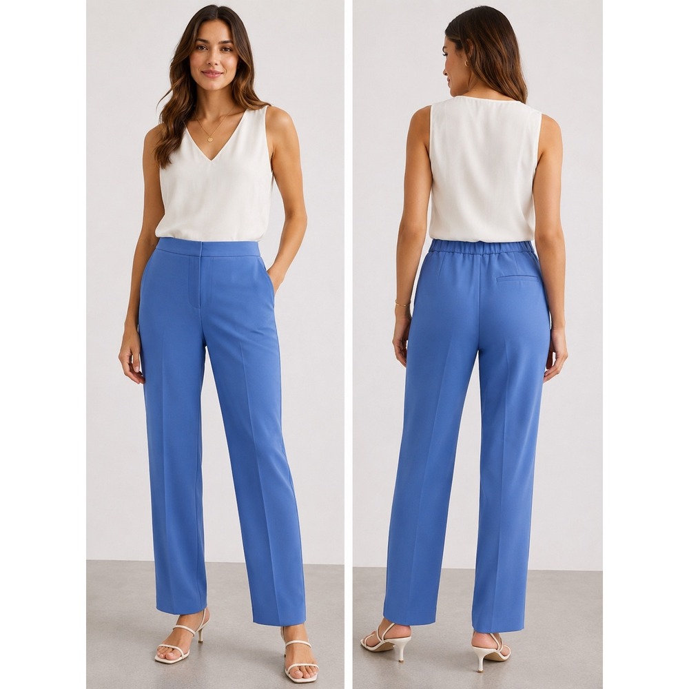 Theory Treeca Pull On Modern Crepe 2 Pants Blue M019216R Size 8
